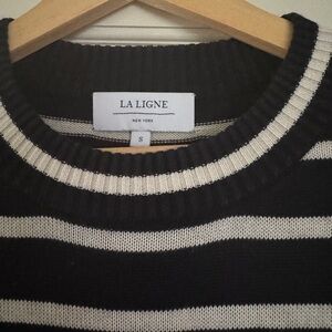 La Ligne Striped Silk and Cashmere Crewneck ~ small